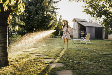 watering lawn