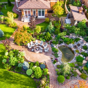arial view of a backyard design