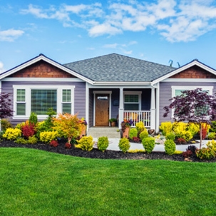 a house with nice frontyard landscape