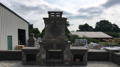 Outdoor patio with a fire pit Photo