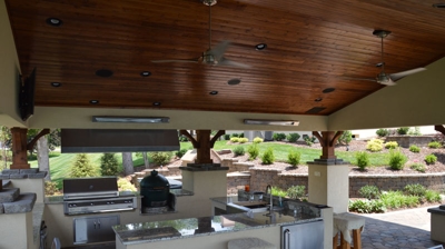 Covered outdoor kitchen with a view. Photo